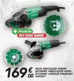 Les Briconautes Hikoki - pack meuleuse 2000w ø230mm + meuleuse 600w ø125mm +disque diamant offre