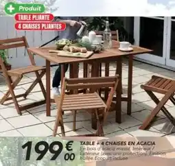 Les Briconautes Table + 4 chaises en acacia offre