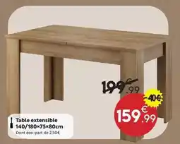 Maxi Bazar Table extensible 140/180x75x80cm offre