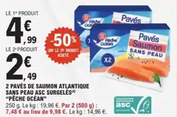 E.Leclerc Express 2 pavés de saumon atlantique sans peau asc surgelés pêche océan offre