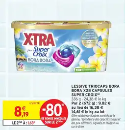 Intermarché Hyper Lessive triocaps bora bora x28 capsules super croix offre