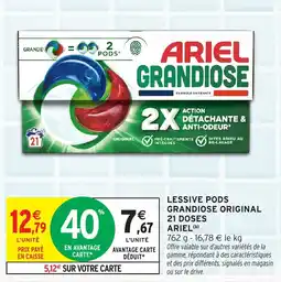 Intermarché Hyper Lessive pods grandiose original 21 doses ariel offre