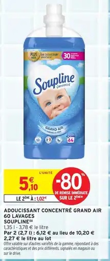 Intermarché Hyper Adoucissant concentré grand air 60 lavages soupline offre