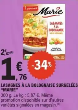 E.Leclerc Express Lasagnes à la bolognaise surgelées marie offre