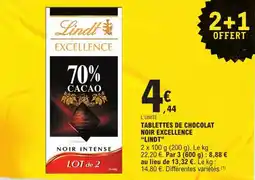 E.Leclerc Express Tablettes de chocolat noir excellence lindt offre