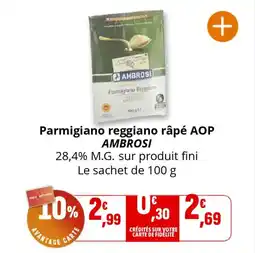 Coccinelle Supermarché Parmigiano reggiano râpé aop ambrosi offre