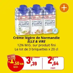 Coccinelle Supermarché Crème légère de normandie elle & vire offre