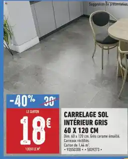 Brico Cash Carrelage sol eintérieur gris offre