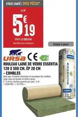 Brico Cash URSA Rouleau laine de verre essentia offre