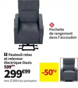 Conforama Fauteuil relax et releveur électrique Oasis offre