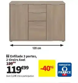 Conforama Enfilade 3 portes, 2 tiroirs Axel offre