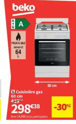 Conforama BEKO Cuisinière gaz offre