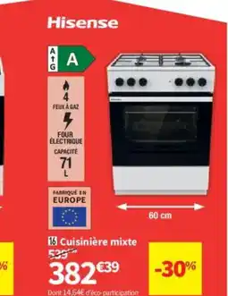 Conforama HISENSE Cuisinière mixte offre