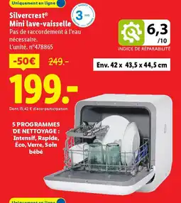 Lidl SILVERCREST Mini lave-vaisselle offre