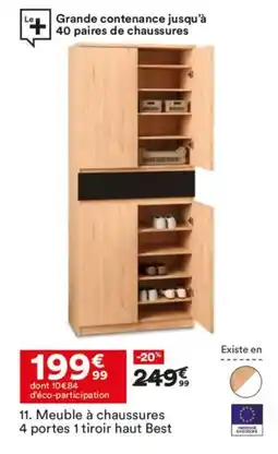 BUT Meuble à chaussures 4 portes 1 tiroir haut Best offre