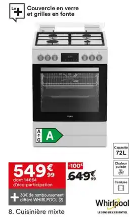 BUT WHIRLPOOL Cuisinière mixte offre