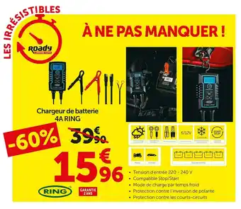 Roady Ring chargeur de batterie 4a offre