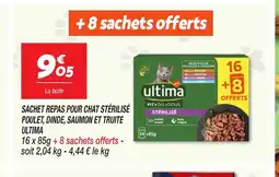 Netto ULTIMA Sachet repas pour chat stérilisé poulet, dinde, saumon et truite offre