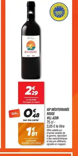 Netto VILL AZUR Igp méditerranée rouge offre