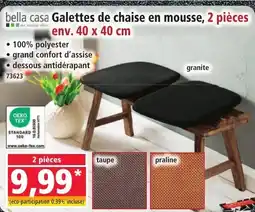 Norma BELLA CASA Galettes de chaise en mousse, 2 pièces offre