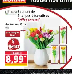 Norma BELLA CASA Bouquet de 5 tulipes décoratives effet naturel offre