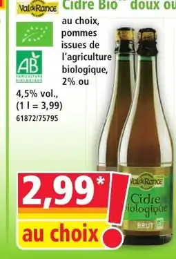 Norma VALDE RANCE Cidre Bio doux ou brut offre