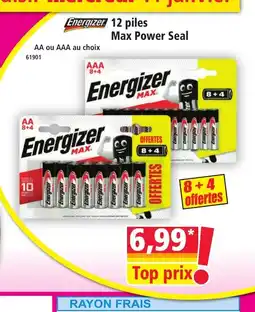 Norma ENERGIZER 12 piles Max Power Seal offre