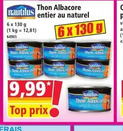 Norma NAUTILUS Thon Albacore entier au naturel offre