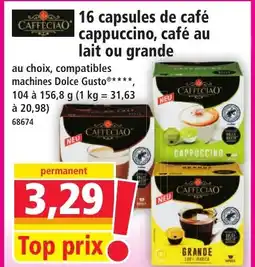 Norma 16 capsules de café cappuccino, café au lait ou grande offre