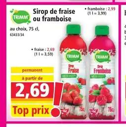 Norma TRIMM Sirop de fraise ou framboise offre