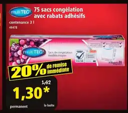 Norma MULTITEC 75 sacs congélation avec rabats adhésifs offre
