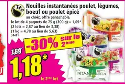 Norma TAO Nouilles instantanées poulet, légumes, boeuf ou poulet épicé offre