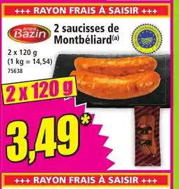 Norma 2 saucisses de Montbéliard offre