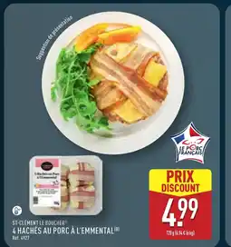 ALDI ST-CLÉMENT LE BOUCHER 4 hachés au porc à l'emmental offre