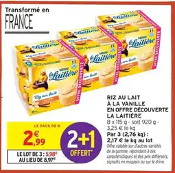 Intermarché Contact LA LAITIÈRE Riz au lait à la vanille en offre découverte offre