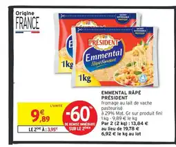 Intermarché Contact PRÉSIDENT Emmental râpé offre