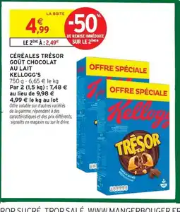 Intermarché Contact KELOGG'S Céréales trésor goût chocolat au lait offre