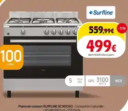 Darty Piano de cuisson surfline sc90cix2-co offre