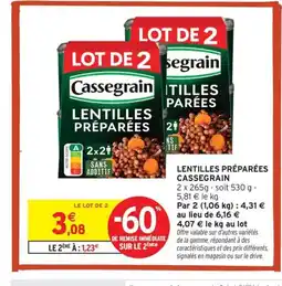 Intermarché Contact CASSGRAIN Lentilles préparées offre