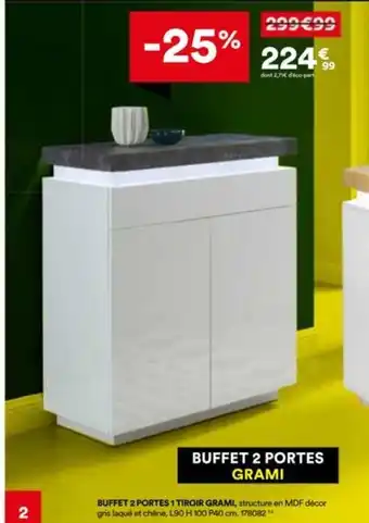 Buffet 2 portes 1 tiroir grami