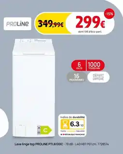 Darty Lave linge top proline ptl6100c offre
