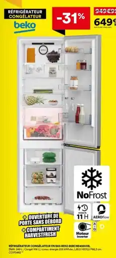 BUT BEKO Réfrigérateur congélateur en bas BSRCNE405HXB offre