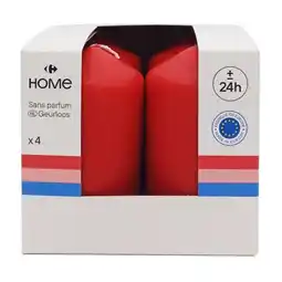 Carrefour Carrefour home lot de 4 bougies pillier classic rouge offre