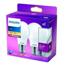 Carrefour Philips lot de 2 ampoules led e27 60w offre