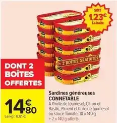 Carrefour Drive Connetable - sardines généreuses offre