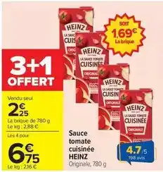 Carrefour Drive Heinz - sauce tomate cuisinée offre