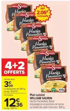 Carrefour Drive William saurin - plat cuisiné offre