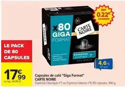Carrefour Drive Carte noire - capsules de café giga format offre