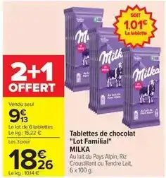 Carrefour Drive Milka - tablettes de chocolat lot familial offre