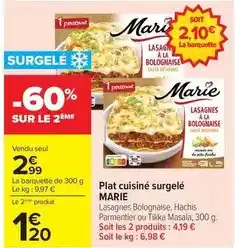 Carrefour Drive Marie - plat cuisiné surgelé offre
